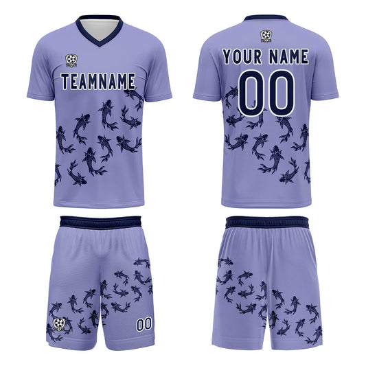 Benutzerdefinierte Hellviolett Trikots für Männer Frauen Personalisierte Fußball Uniformen für Erwachsene und Kind