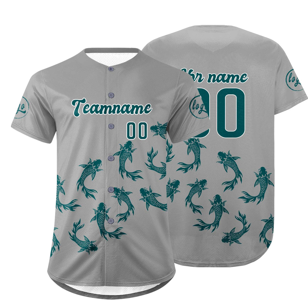 Benutzerdefiniert Grau Türkis Personalisierter Baseball Jersey mit Farbverlauf Team Uniform mit Namen und Nummer