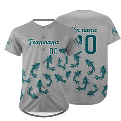 Benutzerdefiniert Grau Türkis Personalisierter Baseball Jersey mit Farbverlauf Team Uniform mit Namen und Nummer