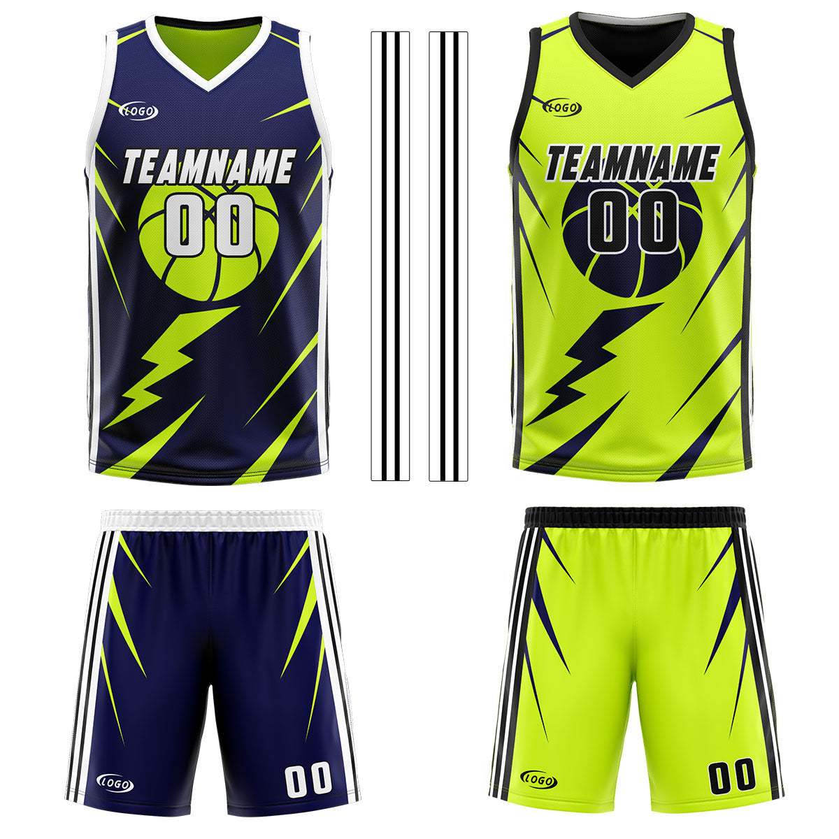 Benutzerdefinierte Marine Lichtgrün Reversible Basketball Jersey Personalisierte Drucken Name Nummer Logo