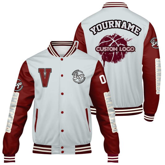 Maßgeschneiderte Grau Klaret Letterman Varsity Jacket Individuelle Stickerei Druck nach Ihrem Wunsch