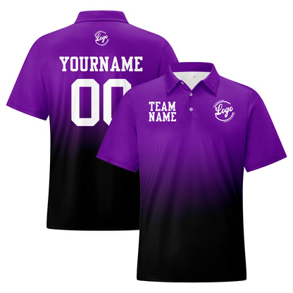 Benutzerdefinierte Lila Schwarz Fußball Gradient Polo-Shirts Fügen Sie Ihr Einzigartiges hinzu Logo/Name/Nummer
