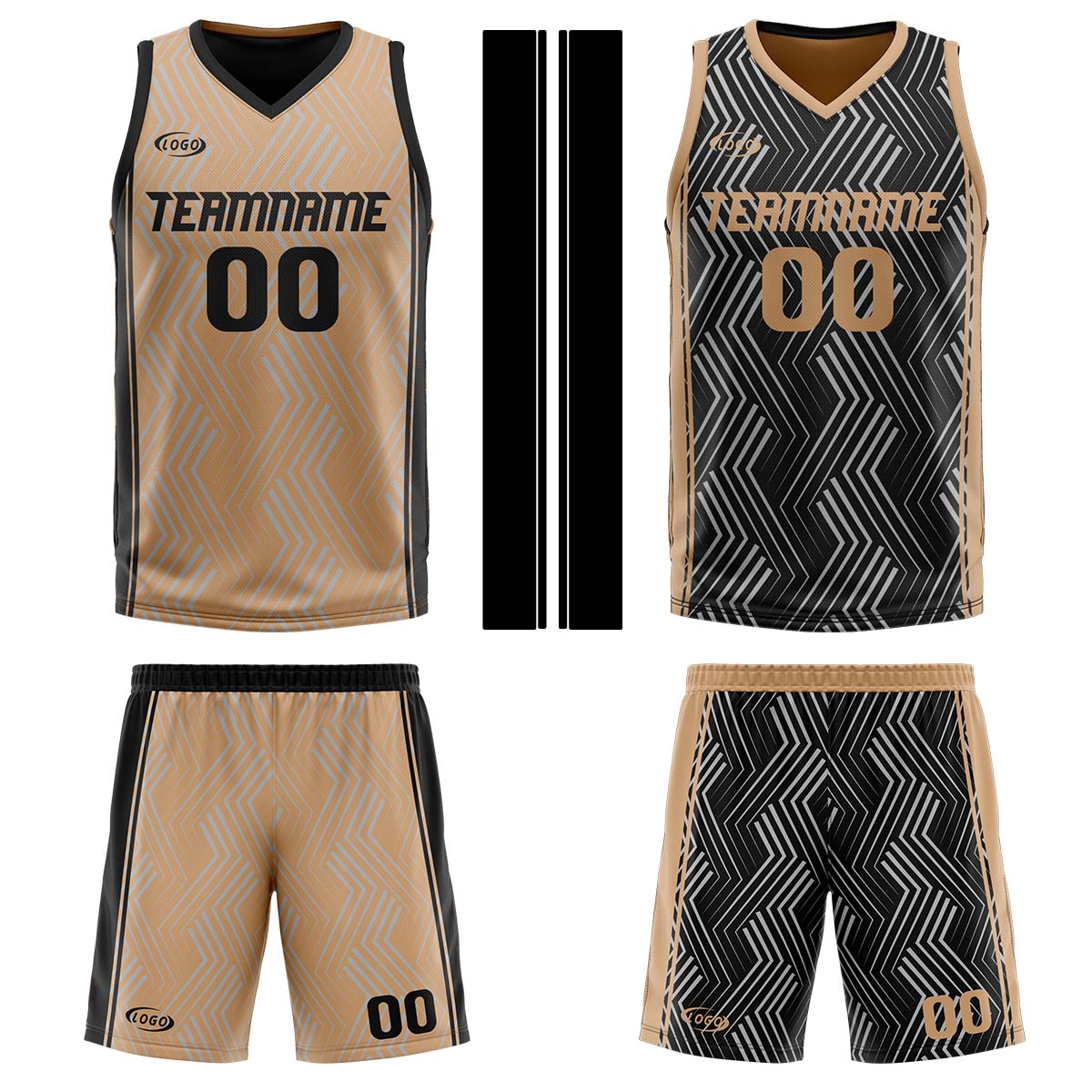 Benutzerdefinierte Braun Schwarz Reversible Basketball Jersey Personalisierte Drucken Name Nummer Logo