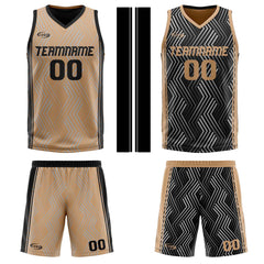Benutzerdefinierte Braun Schwarz Reversible Basketball Jersey Personalisierte Drucken Name Nummer Logo