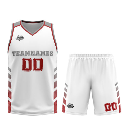 Benutzerdefinierter Weiß Rot Basketball Jersey Uniform Anzug gedruckt Ihr Logo Name Nummer