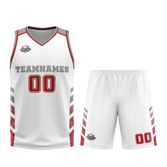 Benutzerdefinierter Weiß Rot Basketball Jersey Uniform Anzug gedruckt Ihr Logo Name Nummer