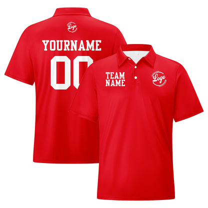 Benutzerdefinierte Rot Weiß Fußball Polo-Shirts Fügen Sie Ihr Einzigartiges hinzu Logo/Name/Nummer