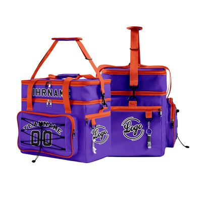 Maßgeschickerte Lila Orange vollflächig bedruckte isolierte Kühltasche mit Doppelwand Wasserdichte 600D Oxford Picknick-Tragetasche für Teamevents & Outdoor-Grillen