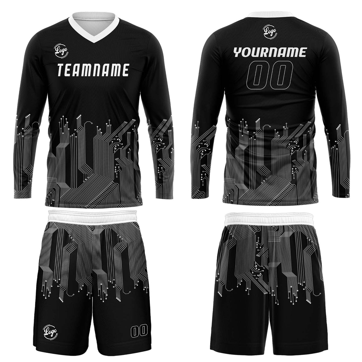 Kundenspezifisches Schwarz Weiß Basketball Fußball Schießen langes T-Shirt für Erwachsene und Kinder