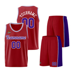 Individuelle Burgund Lila Basketball Jersey Shorts für Männer und Frauen Gestickter und gedruckter Name, Nummer und Logo