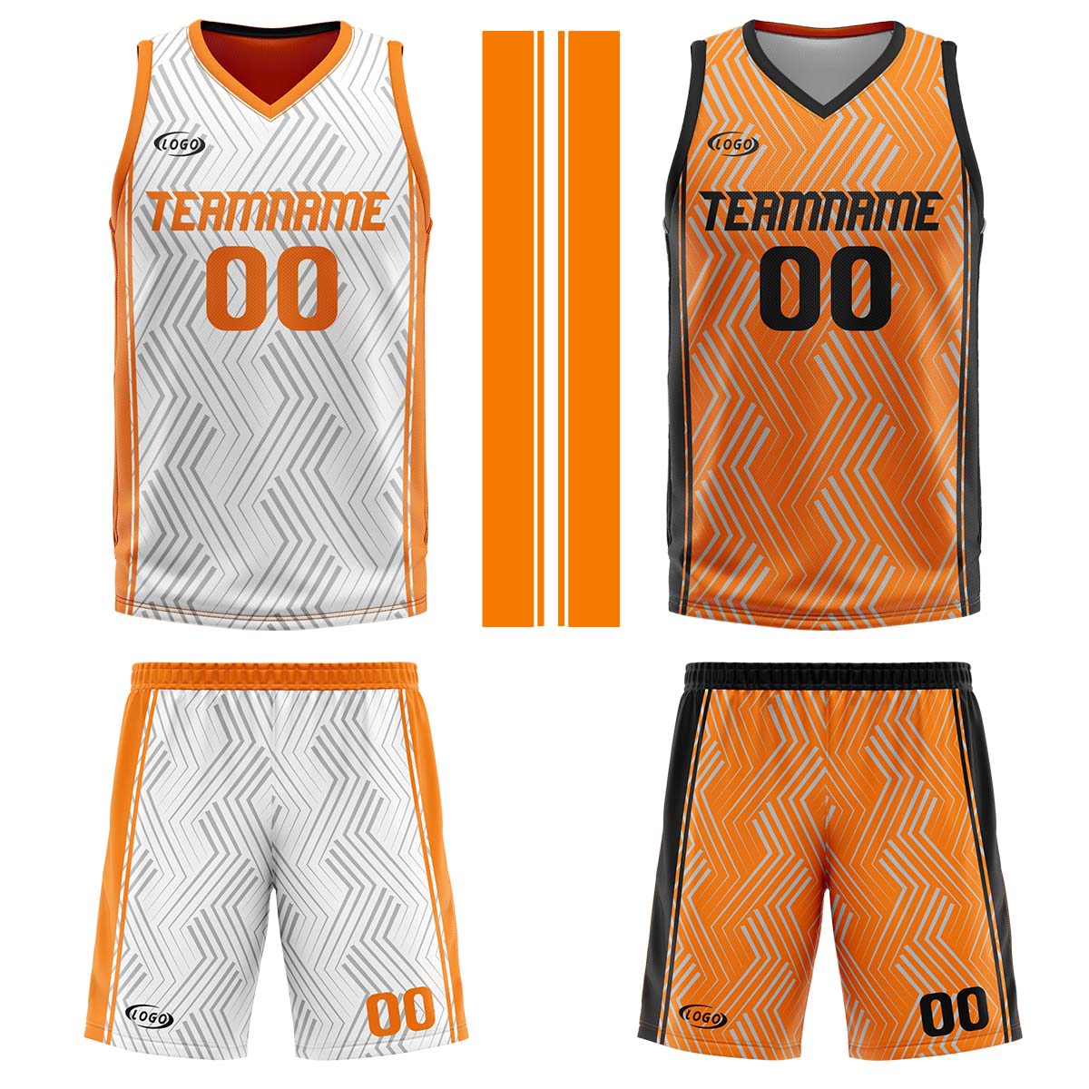 Benutzerdefinierte Weiß Orange Reversible Basketball Jersey Personalisierte Drucken Name Nummer Logo