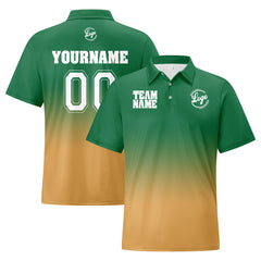 Benutzerdefinierte Grün Gelb Fußball Gradient Polo-Shirts Fügen Sie Ihr Einzigartiges hinzu Logo/Name/Nummer