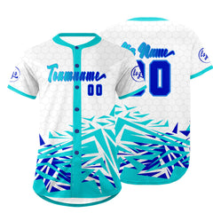 Benutzerdefiniert Weiß Cyan Personalisierter Baseball Jersey mit Farbverlauf Team Uniform mit Namen und Nummer