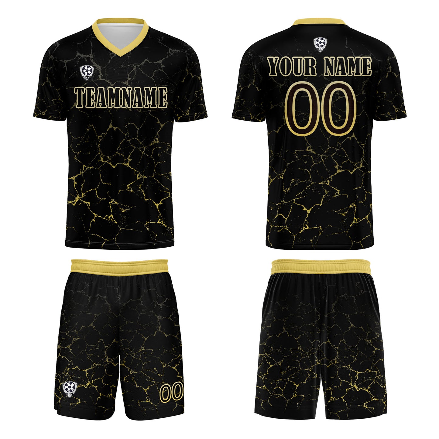 Benutzerdefinierte Schwarz Gelb Trikots für Männer Frauen Personalisierte Fußball Uniformen für Erwachsene und Kind