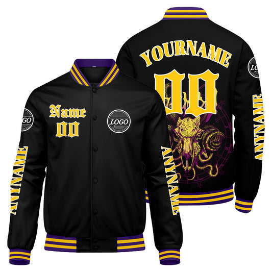 Maßgeschneiderte Gelb Letterman Varsity Jacket Individuelle Stickerei Druck nach Ihrem Wunsch
