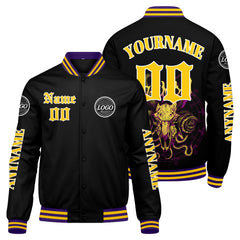 Maßgeschneiderte Gelb Letterman Varsity Jacket Individuelle Stickerei Druck nach Ihrem Wunsch
