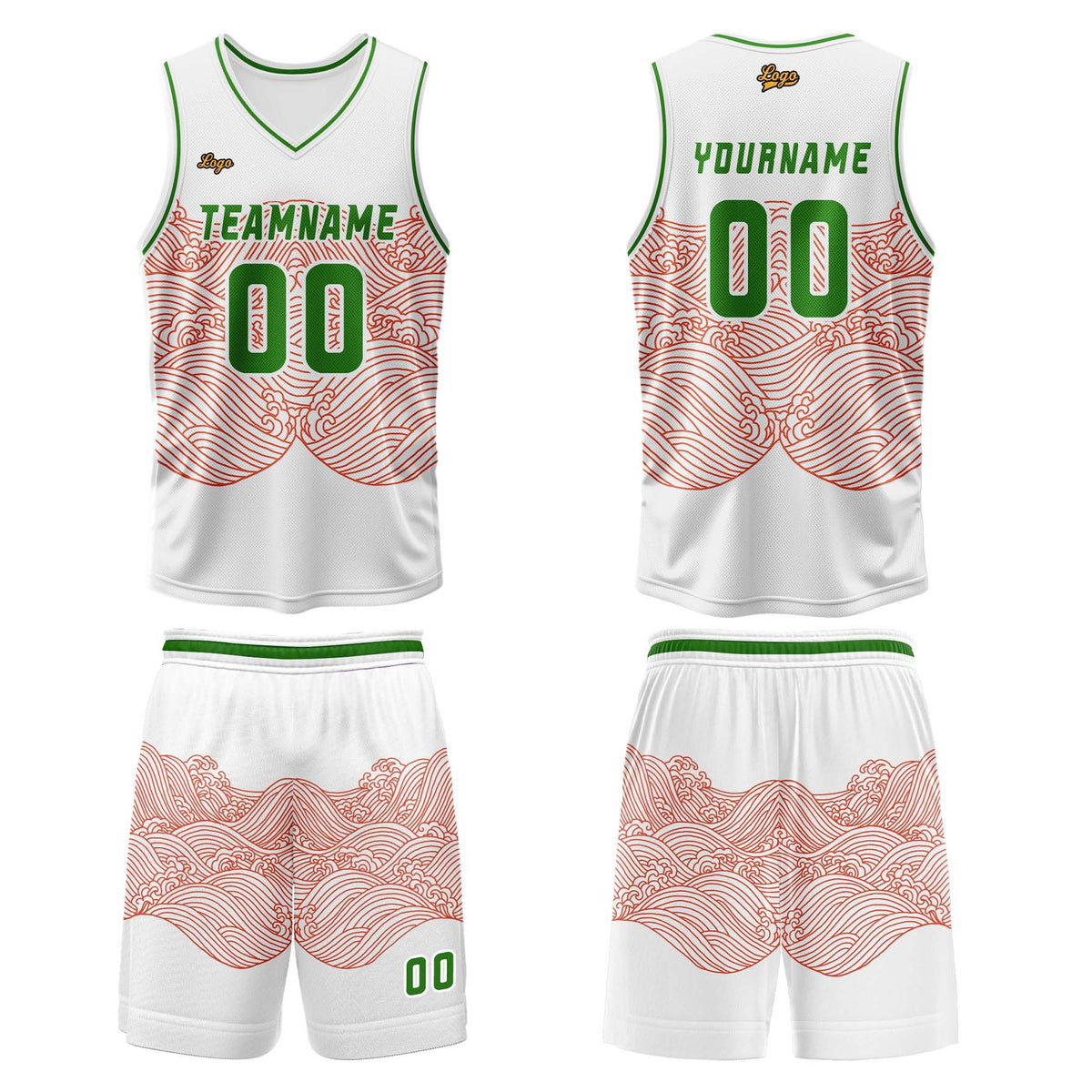 Benutzerdefinierter Rot Grün Basketball Jersey Uniform Anzug gedruckt Ihr Logo Name Nummer