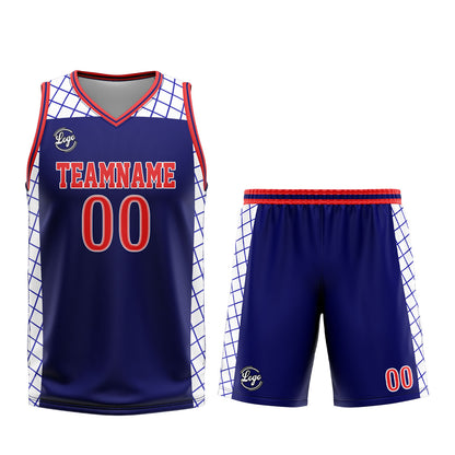 Benutzerdefinierter Marine Rot Basketball Jersey Uniform Anzug gedruckt Ihr Logo Name Nummer