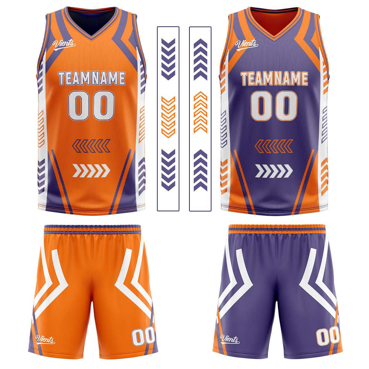 Benutzerdefinierte Orange Lila Reversible Basketball Jersey Personalisierte Drucken Name Nummer Logo