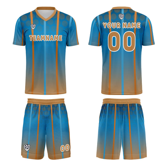 Benutzerdefinierte Blau Braun Trikots für Männer Frauen Personalisierte Fußball Uniformen für Erwachsene und Kind