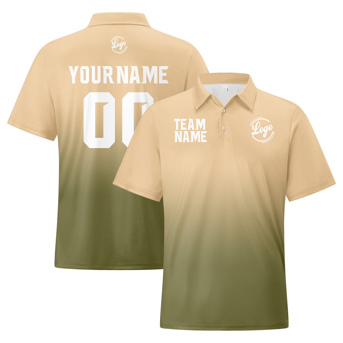 Benutzerdefinierte Khaki Armee Grün Fußball Gradient Polo-Shirts Fügen Sie Ihr Einzigartiges hinzu Logo/Name/Nummer