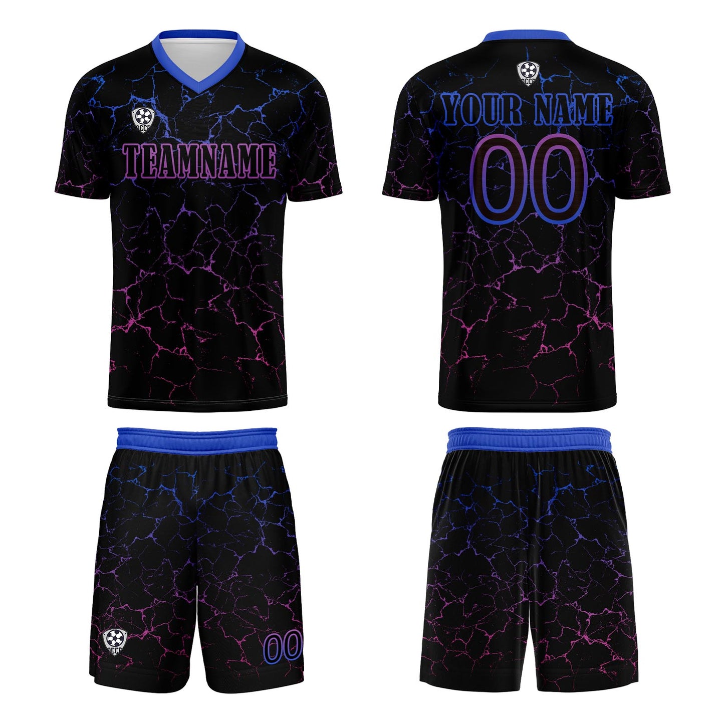 Benutzerdefinierte Schwarz Rose Lila Trikots für Männer Frauen Personalisierte Fußball Uniformen für Erwachsene und Kind
