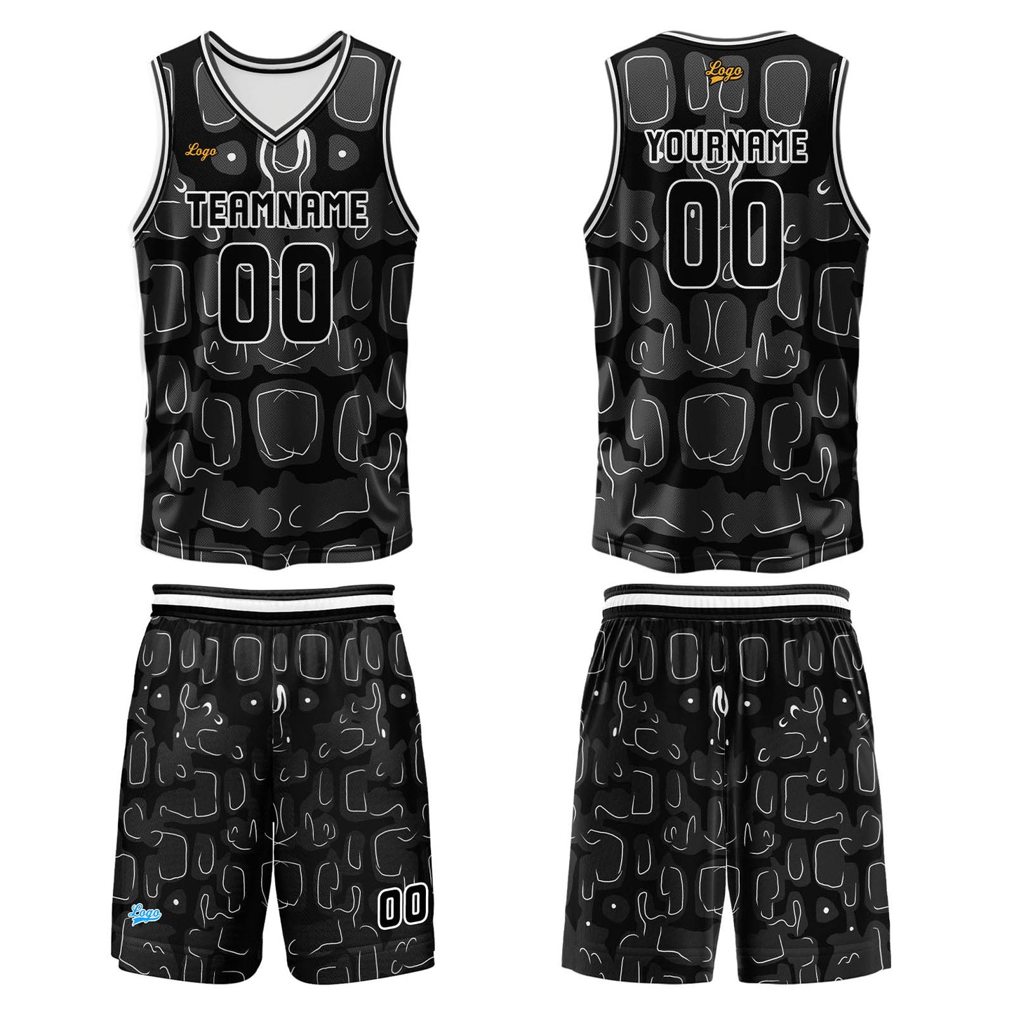 Benutzerdefinierter Schwarz  Basketball Jersey Uniform Anzug gedruckt Ihr Logo Name Nummer