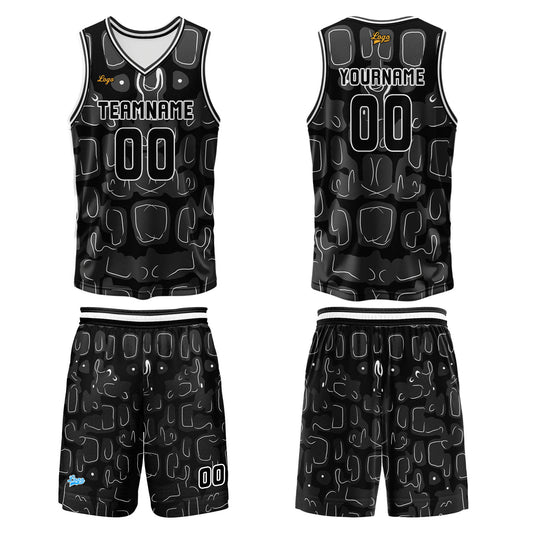 Benutzerdefinierter Schwarz  Basketball Jersey Uniform Anzug gedruckt Ihr Logo Name Nummer