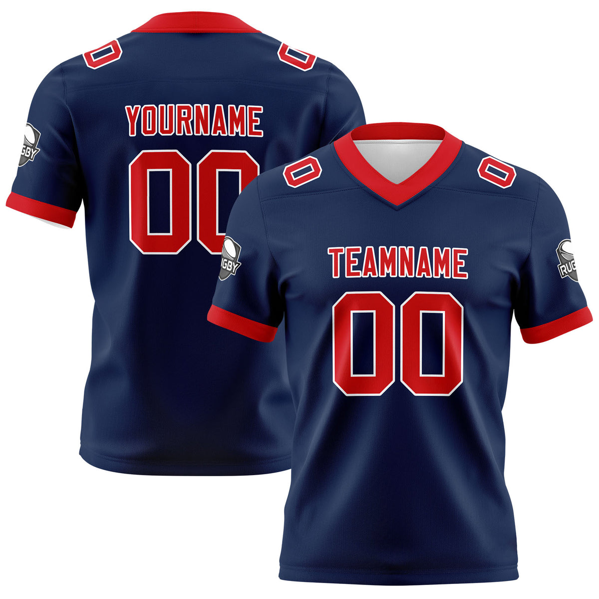 Benutzerdefinierte Marine Rot Fußball Trikots Personalisierter Name Nummer Logo