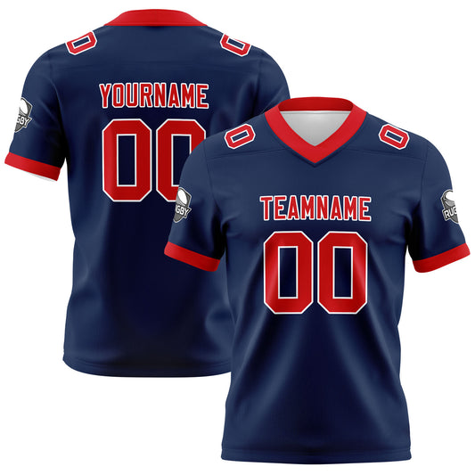 Benutzerdefinierte Marine Rot Fußball Trikots Personalisierter Name Nummer Logo