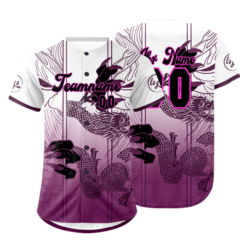 Benutzerdefiniert Lila Weiß Personalisierter Baseball Jersey mit Farbverlauf Team Uniform mit Namen und Nummer