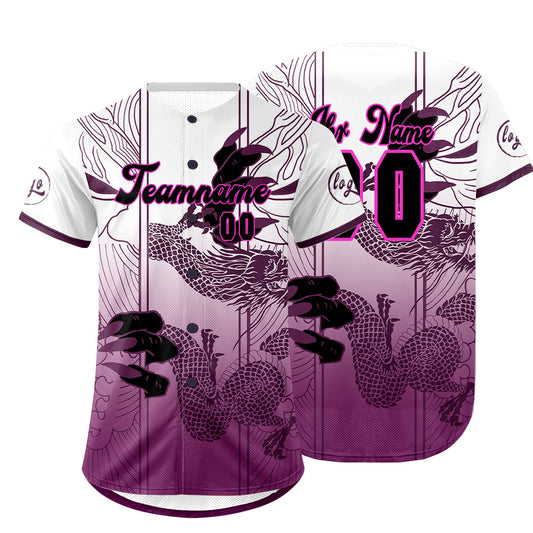 Benutzerdefiniert Lila Weiß Personalisierter Baseball Jersey mit Farbverlauf Team Uniform mit Namen und Nummer