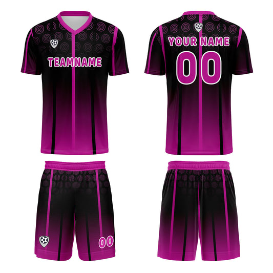 Benutzerdefinierte Schwarze Rose Lila Trikots für Männer Frauen Personalisierte Fußball Uniformen für Erwachsene und Kind