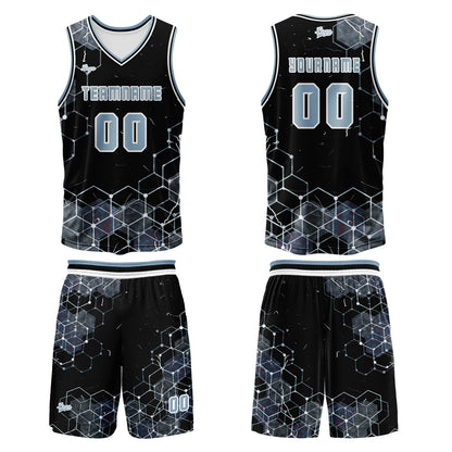 Benutzerdefinierter Grau Blau Basketball Jersey Uniform Anzug gedruckt Ihr Logo Name Nummer