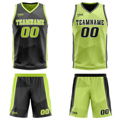 Benutzerdefinierte Schwarz Lichtgrün Reversible Basketball Jersey Personalisierte Drucken Name Nummer Logo