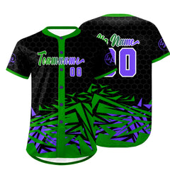 Benutzerdefiniert Schwarz Grün Personalisierter Baseball Jersey mit Farbverlauf Team Uniform mit Namen und Nummer