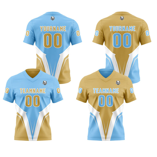 Benutzerdefinierte Himmelblau Hellgelb Reversibel Fußball Trikot Personalisierte Gradient Fußball Shirts für Männer gedruckt Team Name Nummer Logo