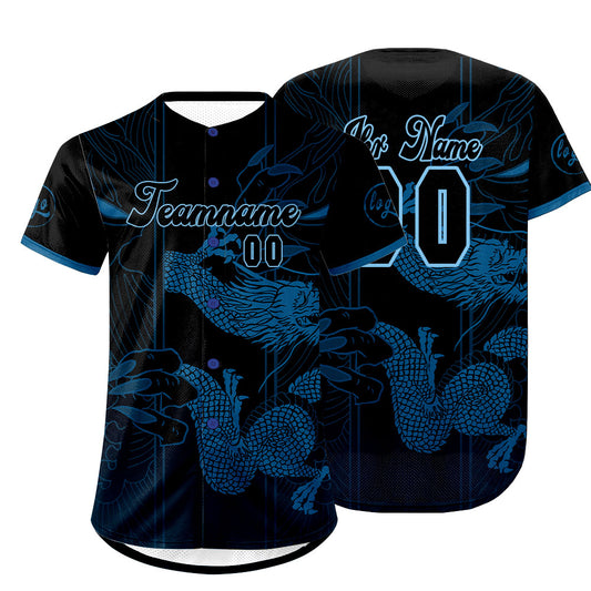 Benutzerdefiniert Blau Schwarz Personalisierter Baseball Jersey mit Farbverlauf Team Uniform mit Namen und Nummer