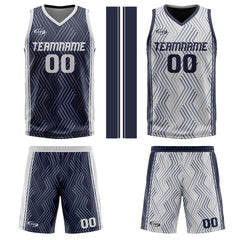 Benutzerdefinierte Marine Grau Reversible Basketball Jersey Personalisierte Drucken Name Nummer Logo