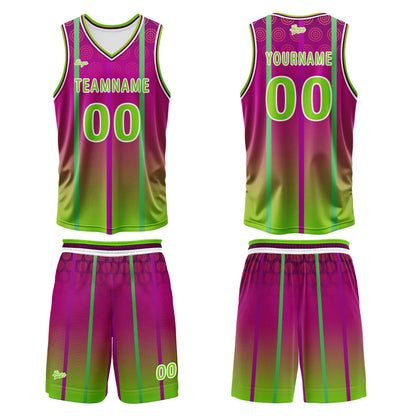 Benutzerdefinierter Lila Grün Basketball Jersey Uniform Anzug gedruckt Ihr Logo Name Nummer
