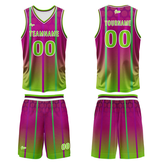 Benutzerdefinierter Lila Grün Basketball Jersey Uniform Anzug gedruckt Ihr Logo Name Nummer
