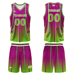 Benutzerdefinierter Lila Grün Basketball Jersey Uniform Anzug gedruckt Ihr Logo Name Nummer