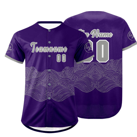 Benutzerdefiniert Lila Grau Personalisierter Baseball Jersey mit Farbverlauf Team Uniform mit Namen und Nummer