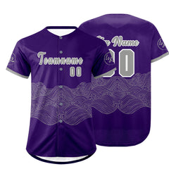 Benutzerdefiniert Lila Grau Personalisierter Baseball Jersey mit Farbverlauf Team Uniform mit Namen und Nummer