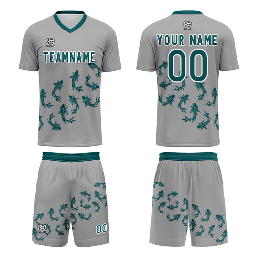 Benutzerdefinierte Grau Trikots für Männer Frauen Personalisierte Fußball Uniformen für Erwachsene und Kind