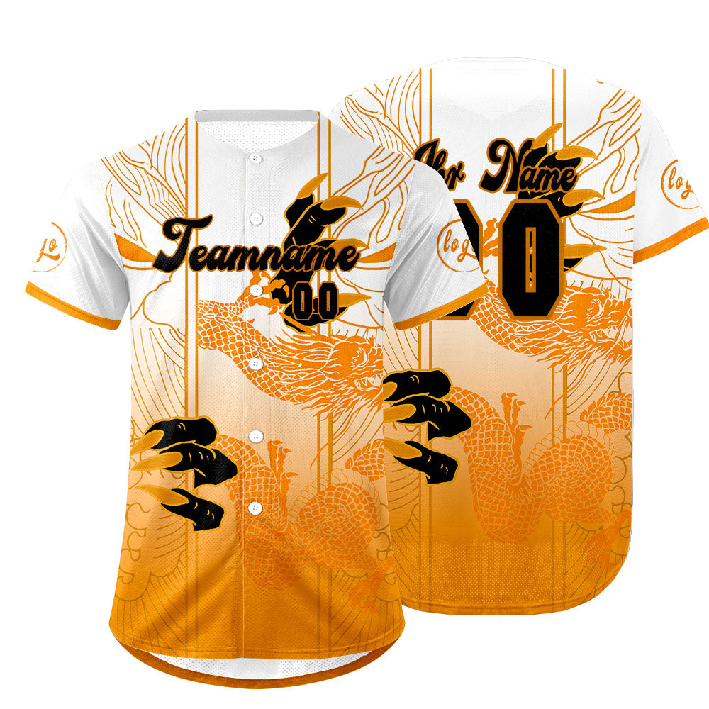 Benutzerdefiniert Orange Weiß Personalisierter Baseball Jersey mit Farbverlauf Team Uniform mit Namen und Nummer