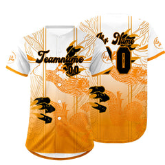 Benutzerdefiniert Orange Weiß Personalisierter Baseball Jersey mit Farbverlauf Team Uniform mit Namen und Nummer