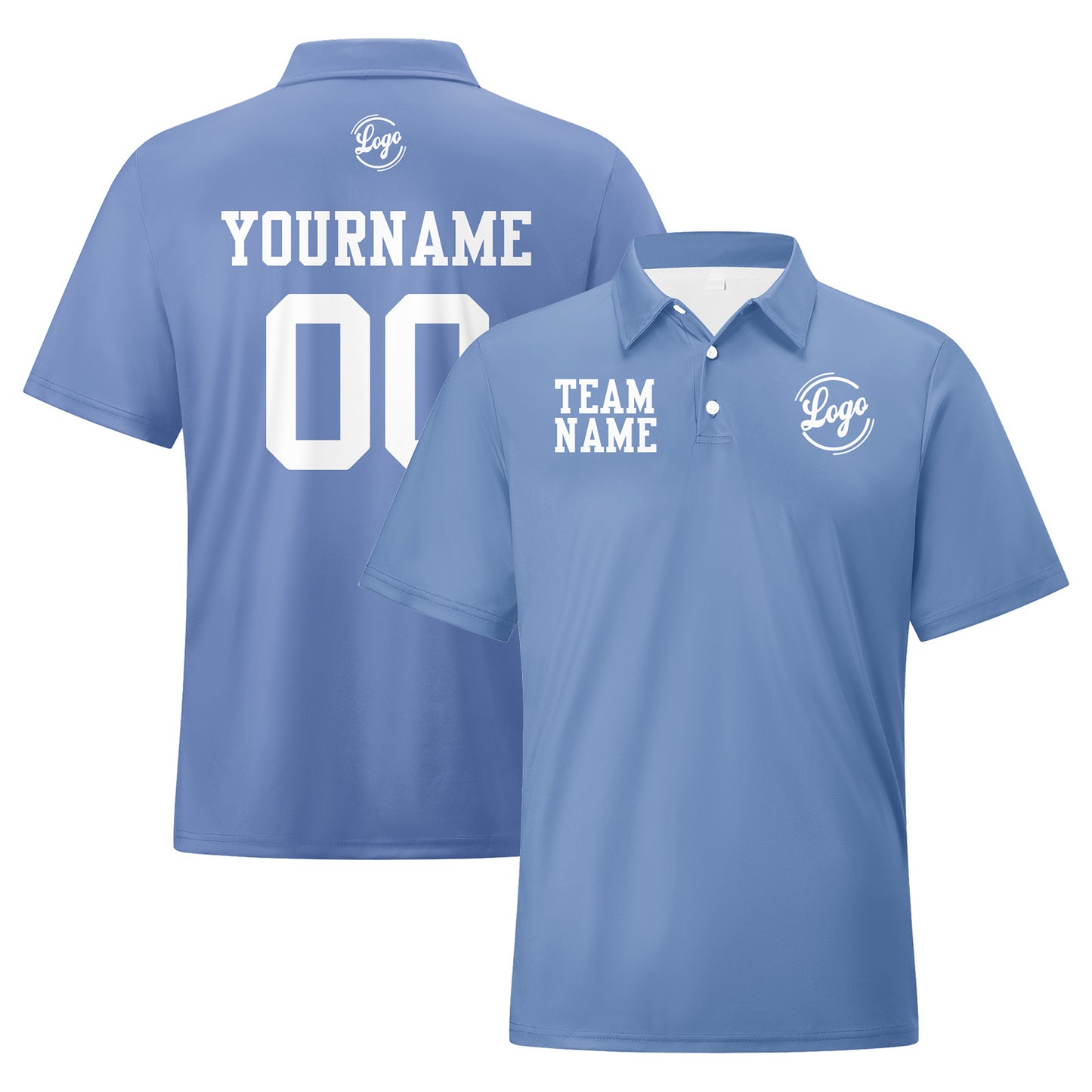 Benutzerdefinierte Grau Blau Weiß Fußball Polo-Shirts Fügen Sie Ihr Einzigartiges hinzu Logo/Name/Nummer