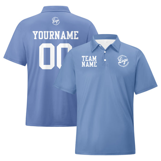 Benutzerdefinierte Grau Blau Weiß Fußball Polo-Shirts Fügen Sie Ihr Einzigartiges hinzu Logo/Name/Nummer