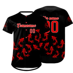 Benutzerdefiniert Schwarz Rot Personalisierter Baseball Jersey mit Farbverlauf Team Uniform mit Namen und Nummer